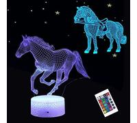 3D Horse Lamp Night Light, 3 Patterns with Remote Control, 16 Colours Remote Control LED Illusion Animal Night Light for Home Office Decoration Gifts