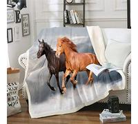 3D Horse Printed Throw Blanket Galloping Horse Printed Fleece Blankets for Kids Boys Teens 3D Wild Animal Pattern Sherpa Blanket Wildlife Style Fuzzy Blanket for Bed Sofa Plush Blankets Baby 30"x40"