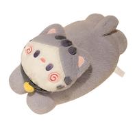 3D Hot Water Bottle, Animal Cat Soft Plush Fleece Cover, Cartoon Plush Snap, Soft Cover Plush, Cute Fluffy Toy for Kids, Boys & Girls, Kawaii Stuffed Cat Gift for Birthday, Christmas (Gray, 34cm)