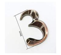 3D House Number Chrome Adhesive, ABS Gold 3D Self-Adhesive House Number Digits 50mm Pack of 1Pcs(3)