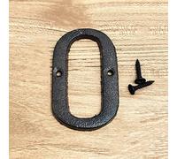 3D House Plaque Numbers 0-9 Letter A-Z Black Cast Iron 8cm Metal Digital Door Plate Sign with Screws Alphabet Home Outdoor Anti-Rust Exterior Signage Doorplate Hotel Apartment Street Mailbox (0)
