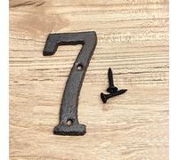 3D House Plaque Numbers 0-9 Letter A-Z Black Cast Iron 8cm Metal Digital Door Plate Sign with Screws Alphabet Home Outdoor Anti-Rust Exterior Signage Doorplate Hotel Apartment Street Mailbox (7)