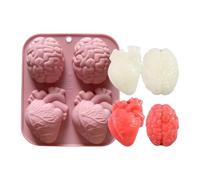 3D Human Brain Heart Silicone Mold,Handmade 3D Human Heart Pudding Molds - Multi-Purpose Crafts Making Aid for Muffin Cement Clay Resin Pudding Soap Chocolate Dessert Jelly