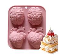 3D Human Heart Cake Mold | 4-Cavity Realistic 3D Brain Heart Candle Casting Molds | Multi-Purpose Crafts Making Aid for Muffin Cement Clay Resin Pudding Soap Chocolate Dessert Jelly