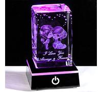 3D I Love You Gifts Crystal Engraved Love Girl and Boy Anniversary for Women Girlfriend Glass Keepsake Paperweight Ornaments