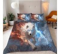 3D Ice And Fire Wolves Bedding Set Starry Sky Double Size Duvet Cover Set Soft Microfiber Quilt Cover with Zipper Closure with 2 Pillowcases Modern Bedroom Decor 155x220cm Y173
