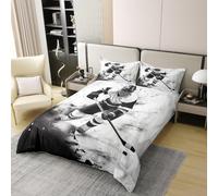 3D Ice Hockey Bedding Set Sports Duvet Cover Microfiber Quilt Cover with Zipeer Closure and 1xPillowcase 40x65cm for Kids Teens Adults (Junior 120x150cm) b.1772