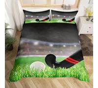 3D Ice Hockey Double Duvet Cover Boys and Teens Bedding Double Bed Set Soft Breathable Microfibre Quilt Cover 200x200 with Zipper Closure and 2 Pillowcases A-3497