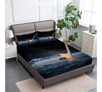 3D Ice Hockey Single Fitted Sheet Ice Sports Printed Bed Sheets 30 cm Deep Fitted Sheets Soft Microfiber Bedding 100x200 cm with 2 Pillowcases for kids and aldults C.L151
