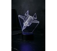 3D Illusion Airplane Night Light - LED Jet Fighter Lamp, 7 Colour Changing Modes, USB Powered Bedroom Decor & Gift for Kids and Aviation Lovers