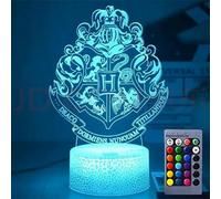 3D Illusion Lamp, Ha-rry Po-tter Prezzie Night Light, Anime 3D Led Kids Night Light, 16 Colors Changing with Remote Control Cool Stuff Magic Prezzie for Boys Girls Birthday Prezzie [Energy Class A]