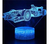 3D Illusion Lamp LED Night Light Magiclux Transport Theme Table Lamp with Abs and Acrylic Light Panel F1 Racing Car Model USB Bedroom Lamp for Christmas