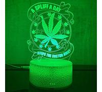 3D Illusion Lamp, Marijuana Cannabis Weed Pot Leaf Night Light with 16 Colors Changing Room Decoration