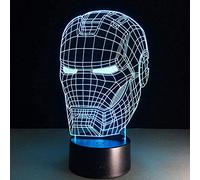 3D Illusion Light Marvel Superhero 3D Light Led Night Light Iron Man Mask Action Figure 7 Color Touchtable Decorative Light Optical Illusion