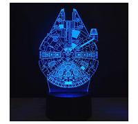 3D Illusion Platform Night Lights Touch Control 7 Color Change USB Power LED Desk Lamp for Home Decorations or Holiday Gifts (Millennium Falcon)
