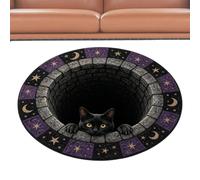 3D Illusion Round Rug | Halloween Optical Illusion Floor Decor