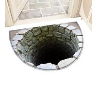 3D Illusion Rug - Stain-Resistant, Non-Slip Semicircular Rug | Deep Abyss Effect Crystal Velvet | Perfect for Entryway, Bathroom, Bedroom, Kitchen, Balcony, Quick-Drying, Washable, 50x80cm