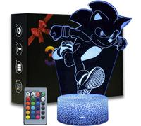 3D Illusion Sonic Night Light - Anime Hedgehog Desk Lamp with Remote Control, Kids Bedroom Decor, LED Gift for Boys & Girls