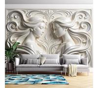 3D Illusion Woman Face Embossed Wall Mural Gemini Goddess Relief Wallpaper 150Cm(W)X106Cm(H) Modern Art Wall Stickers For Bedroom Living Room-Non-Woven-Not Peel N' Stick Gemini Goddess 150Cm(W)X106C