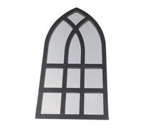 3D Imitation For Wall Sticker Self For Acrylic Mirror Decal Half Moon Shaped Wall Decor Faux For On Mirror Wooden Frame Effect Wall Art for(Black)