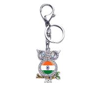3D India Flag Owl-Shaped Metal Keychain Keyring Souvenir Bag Decoration Men Women Pendant Accessories Gift, India Flag, 10 × 4 cm