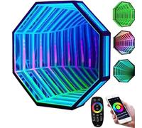 3D Infinity Mirror Light, Dimmable Multicolour LED Wall-Mounted Decor | 3D Infinity Mirror Light with Remote, Dimmable LED Wall-Mounted Decor for Parties, Weddings, and Festive Events