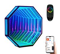 3D Infinity Mirror Light, LED Mirror Wall Hanging Lights, RGB Color Changing Wall Art Light, for Home Decorations, Movie Nights, Birthday Party Octagon 19.7in/50cm