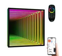 3D Infinity Mirror Light, LED Mirror Wall Hanging Lights, RGB Color Changing Wall Art Light, for Home Decorations, Movie Nights, Birthday Party Square 28in/70cm