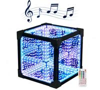 3D Infinity Mirror Tunnel Light,Cool Cosmic Cube Lamp with Remote Control & App Control,RGB Colors,for Living Room & Bedroom Black 10x10x10cm