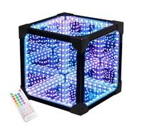 3D Infinity Mirror Tunnel Light, Cool Cosmic Cube Lamp with Remote Control & App Control, RGB Colors, Sound Reactive Desktop Lamp for Bedroom Party Living Room 20 * 20 * 20cm/7.9 * 7.9 * 7.9in