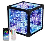 3D Infinity Mirror Tunnel Light Cube, Smart LED RGB Lamp with App & Remote Control, Sound Reactive Table Decor, USB Powered 3D Tunnel Effect Night Light for Bedroom Living Room Gaming Room