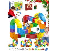 3D Infinity Track, DIY Cube Track Trackle Toy Set, 3D Magnetic Embedded Layouts Track Toy with Gravity-Defying Motorized Train and Traffic Signs, DIY Cube Track for Boys Girls (81PCS+1car)