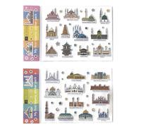 3D Islamic Mosque Stickers for Kids, 24 Different Puffy Stickers, for Mosque, Party, Gifts Including Mosque from All Around The World and More Pack of 2