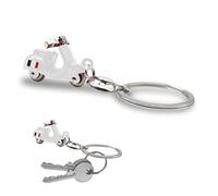 3D Italian Scooter Keyring - Realistic Design with Articulated Handlebar - Italian Flag on the Side - Durable Metal - Gift Idea for Men and Women - Accessories for Car, Motorcycle and Backpack, White,