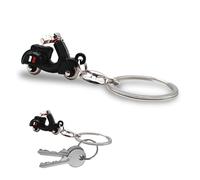 3D Italian Scooter Keyring - Realistic Design with Articulated Handlebar - Italian Flag on the Side - Durable Metal - Gift Idea for Men and Women - Accessories for Car, Motorcycle and Backpack, Black,