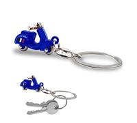 3D Italian Scooter Keyring - Realistic Design with Articulated Handlebar - Italian Flag on the Side - Durable Metal - Gift Idea for Men and Women - Accessories for Car, Motorcycle and Backpack, blue,