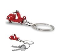 3D Italian Scooter Keyring - Realistic Design with Articulated Handlebar - Italian Flag on the Side - Durable Metal - Gift Idea for Men and Women - Accessories for Car, Motorcycle and Backpack, red,