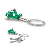 3D Italian Scooter Keyring - Realistic Design with Articulated Handlebar - Italian Flag on the Side - Durable Metal - Gift Idea for Men and Women - Accessories for Car, Motorcycle and Backpack, green,