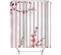 3D Japanese Cherry Blossoms Shower Curtain Cherry Blossom Pattern Shower Curtains Mould Proof Resistant Waterproof Polyester Fabric Bathroom Curtains 180x220 Bath Curtain for Wet Rooms A/3539