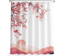 3D Japanese Cherry Blossoms Shower Curtain Pink Flower Branch Shower Curtains Mould Proof Resistant Waterproof Polyester Fabric Bathroom Curtains 240 x 200 cm Bath Curtain for Wet Rooms A/2200
