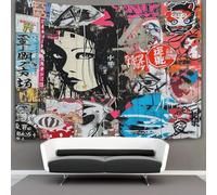 3D Japanese Graffiti Print Wall Blanket Home Decoration Bedding Poster Wall Art Tapestry Tapestry Wall Hanging Soft Polyester for Unisex Children Bedroom/Living Room/Dorm/Curtain 180cmx230cm