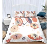 3D Japanese Style Duvet Cover Set Super King Size Teens Adults Cherry Blossoms Super King Bedding Quilt Cover Sets Umbrella Printed Ultra Soft 3pcs Bedroom Comforter Covers with Zipper a.7991