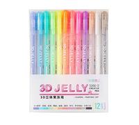 3D Jelly Pen Set 6/12 Pieces Assorted Candy Colour Gel Pen Coloured Ink Art Painting Writing Pens DIY Drawing Graffiti Art Supplies Marker Pens