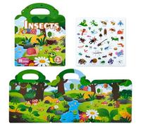 3D Jelly Stickers Book for 3+ Year olds, Insects Reusable Sticker Books, Waterproof Puffy Sticker Game Educational Sensory Learning Travel Toy, Birthday Gifts (32Pcs)