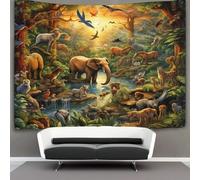 EVMILA 3D Jungle Animals Printed Wall Blanket Home Decoration Bedding Poster Wall Art Tapestry Tapestries Wall Hanging Soft Polyester for Kids Boys Girls Bedroom Living Room 70cmx100cm