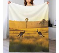3D Kangaroo Grassland Print Flannel Fleece Large Blanket Throw For Sofa, Couch And Bed, Soft & Warm Throws Cozy Plush And Lightweight (60"X80", Australian Animals)