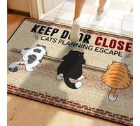 3D Keep Door Closed - Cats Planning Escape Floor Mat - Indoor and Outdoor Absorbent Foot Mat Suitable for Home Decoration, Durable-40x60cm