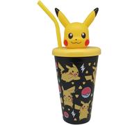 Pokemon 3D Cartoon Character Kids Figurine Tumbler, Childrens Drinking Cup with Straw, BPA Free Plastic Tumbler Great for Picnics, School, Camping, or Just Everyday Use, 360 ml (Yellow)
