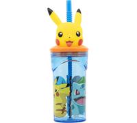 Pokemon 3D Cartoon Character Kids Figurine Tumbler, Childrens Drinking Cup with Straw, BPA Free Plastic Tumbler Great for Picnics, School, Camping, or Just Everyday Use, 360 ml (Yellow)