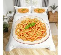 3D King Duvet Set with Zipper Closure and Pillowcase Pasta All Seasons Duvet King Size Ultra Soft Breathable Delicious Food Bedding Set 230x220 cm for Teens Room Decor H.2098